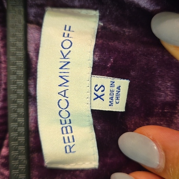 Rebecca Minkoff Kaya Velvet Ruched Sleeved Back Zip Rayon Viscose Bomber Jacket - Picture 12 of 15